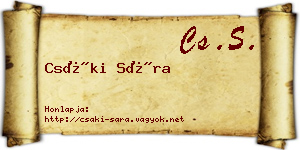 Csáki Sára névjegykártya