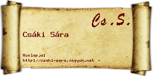Csáki Sára névjegykártya